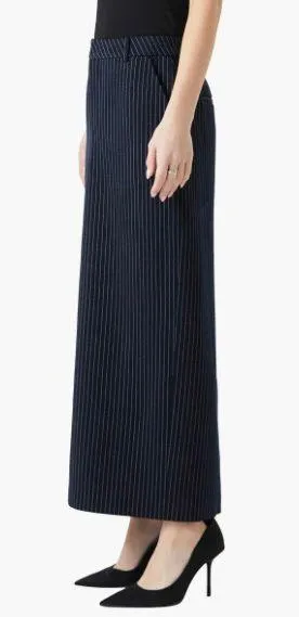 Pinstripe Maxi Dark Navy Skirt - Image 3