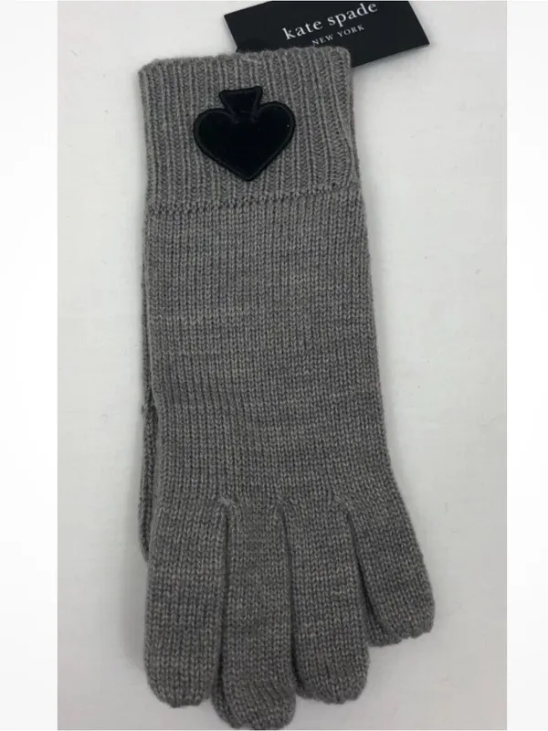 Kate Spade Women’s Flocked Spade Gloves, Grey, One size, New with tags - Image 6