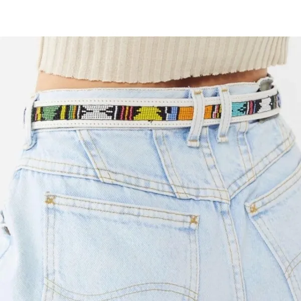 Urban Outfitters Small Leather Cassidy Beaded Western Belt - Image 2