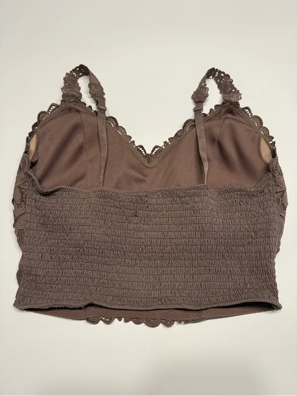 BKEssentials Floral Lace Full Coverage Bralette Deep Taupe Lined V - Image 6