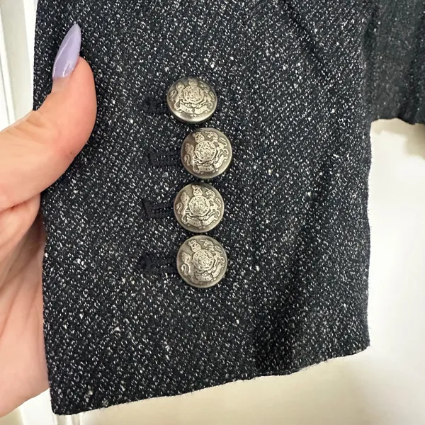 Banana Republic | Women's Blue Donegal Blazer Crest Button Blazer Jacket, Size 6 - Image 9