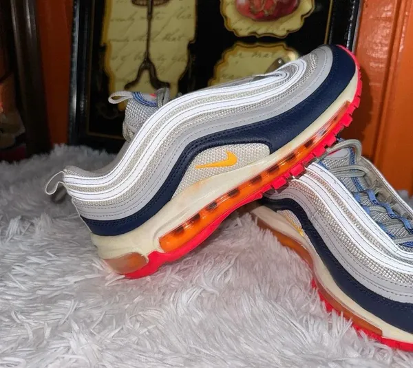 Nike Air Max 97 Platinum Pink Navy Orange Women’s Size 7.0- 921733-015 - Image 2