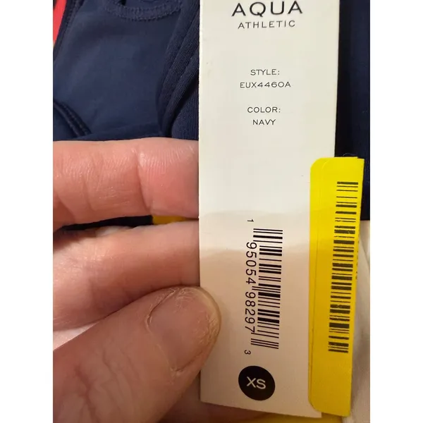 Aqua Athletic XS Navy‎ Yellow Racerback Crop Tank Y2K Sporty Activewear NWT - Image 4