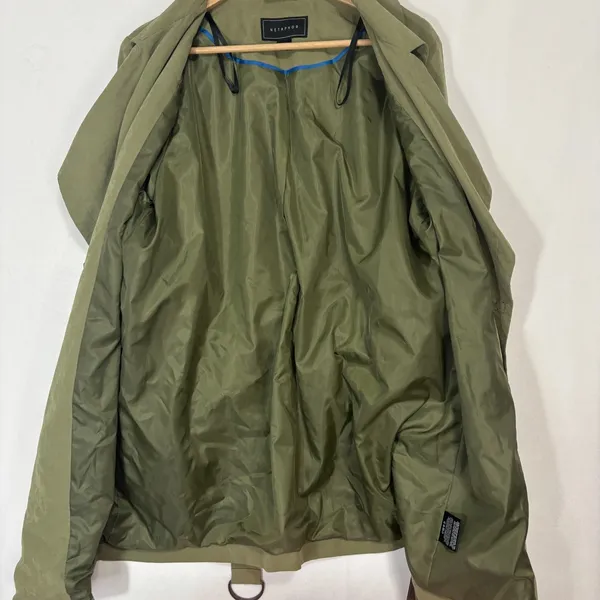 Metaphor NWT Women's Belted Trench Coat Olive‎ Green Sz XL Minimalist Neutral Utility - Image 7
