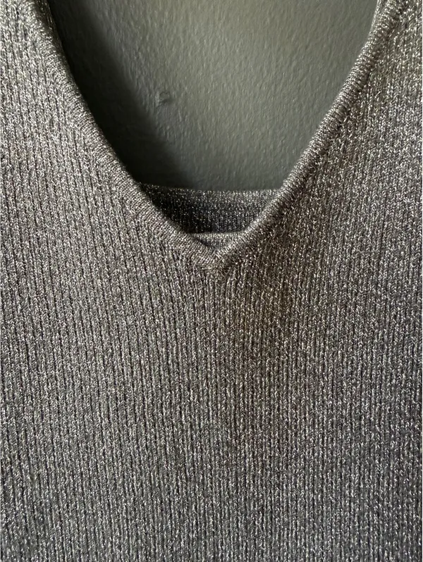 Ralph Lauren Silver Metallic Knit Tank  Medium - Image 4