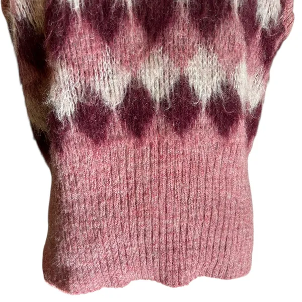 Vtg Knit Vest Academia USA SZ Med Pink Burgundy Plaid Preppy FLAW McGregor - Image 3