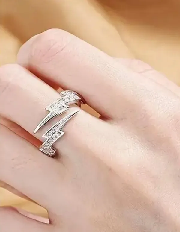 Women’s Luxury Rhinestone Lightning Bolt Adjustable Ring - Image 2