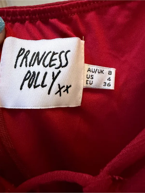 Princess Polly Long Sleeve Tie-Front Mini Dress in Wine XS - Image 3