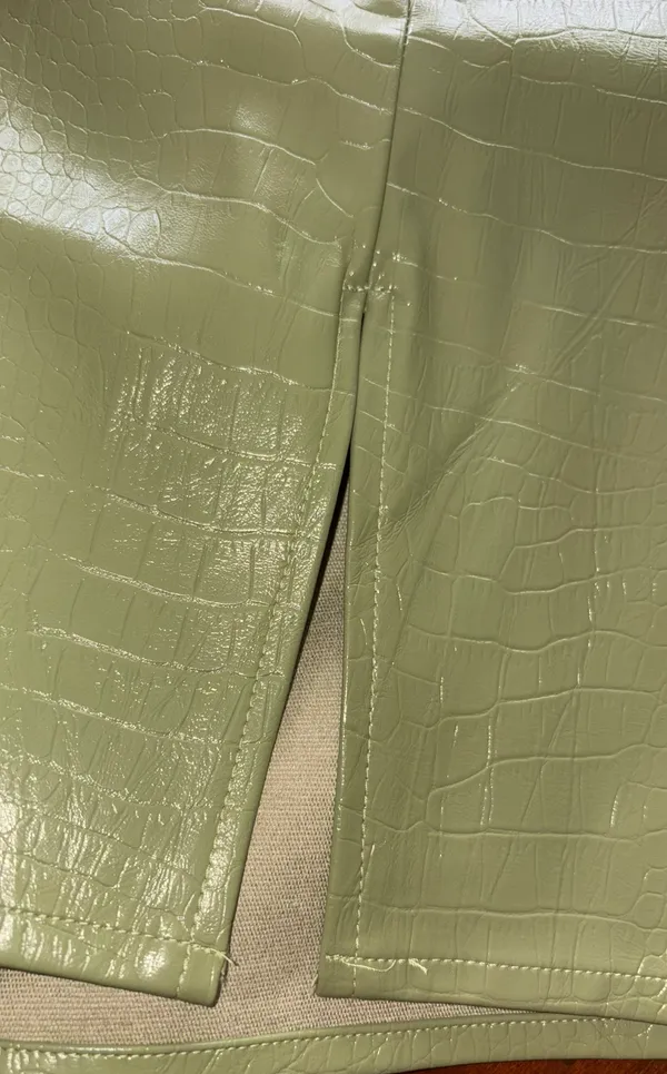 Princess Polly Good Vibes Mini Skirt Green Faux Crocodile - Image 4