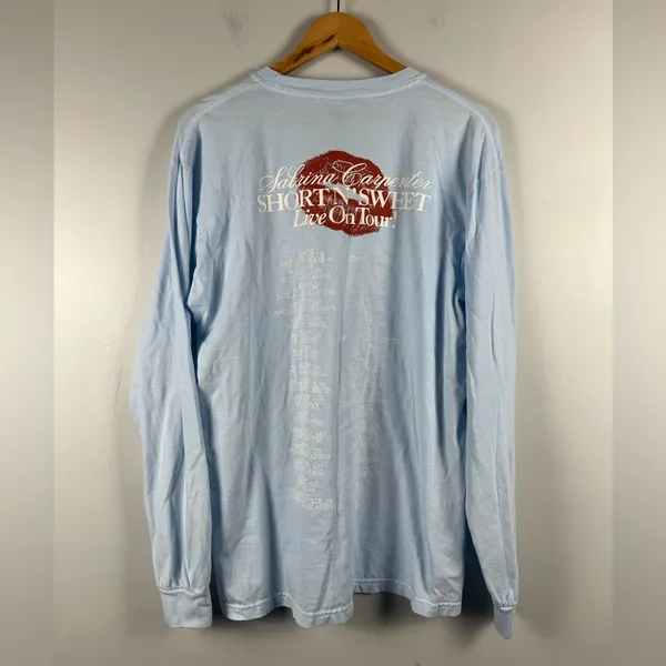 Sabrina Carpenter Blue VIP short n’ sweet tour light blue long sleeve size large - Image 3
