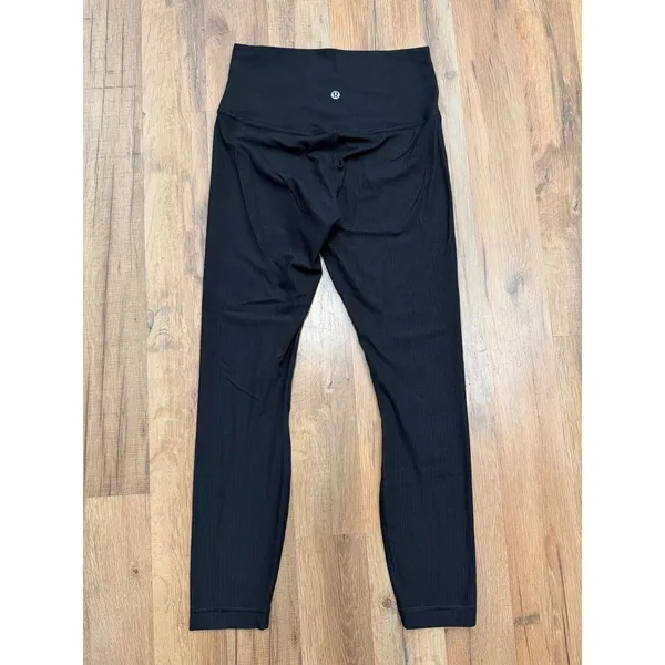 Lululemon Wunder Under Leggings Women 6 Black Ribbed High Rise 25" Inseam - Image 4