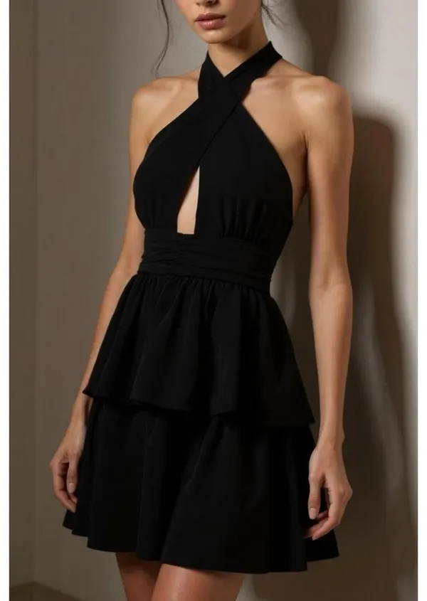 AMANDA UPRICHARD Darby Halter Mini Dress, Black, XS - Image 5