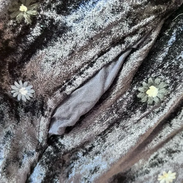 UO Kimchi Blue Alice Embroidered Velvet Mini Babydoll Dress - Image 7