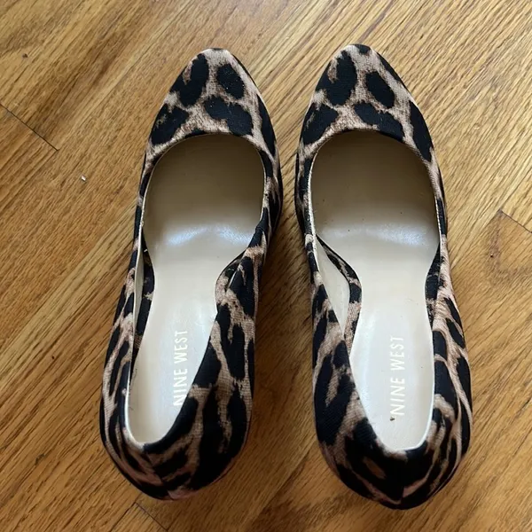 NINE WEST Leopard Faux Stiletto Platform Pumps- 8M - Image 2