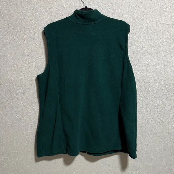 Basic‎ Editions Green Fleece Vest Snowflake Embroidery Zip Up Collar Winter XL - Image 7