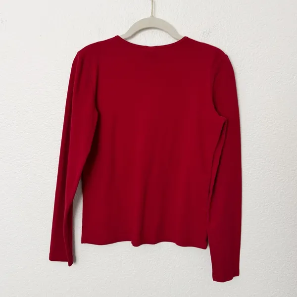 [Vintage] 90s Gap Red Stretch Cotton Long Sleeve T-Shirt Rhinestones Sz Medium M - Image 2