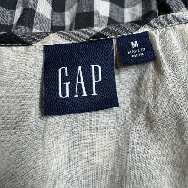 Gap Cotton Tiered Black White Gingham Plaid Mini Dress Medium - Image 6
