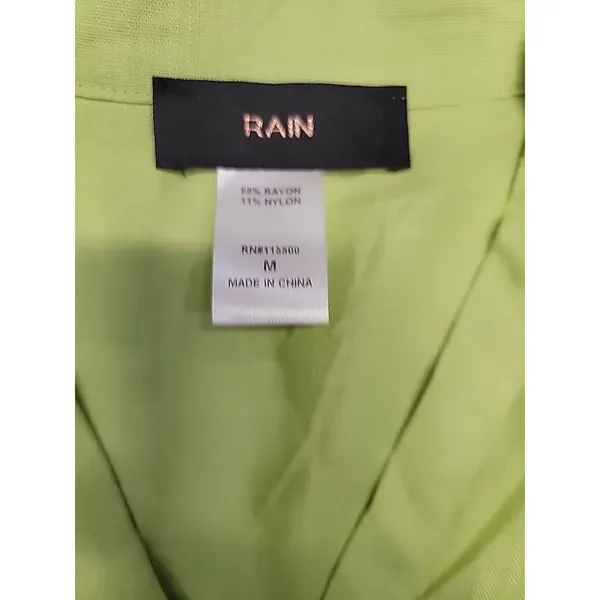 Womens Rain V-Neck T-Shirt -Green - Size M - Image 2