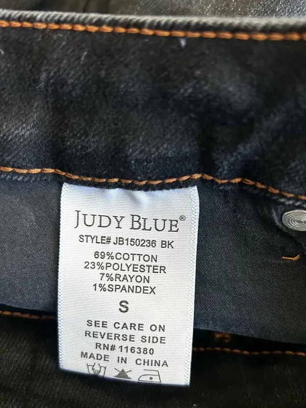 Judy Blue Black Denim Cut Off High Rise‎ Waist Jean Shorts Size Small - Image 4