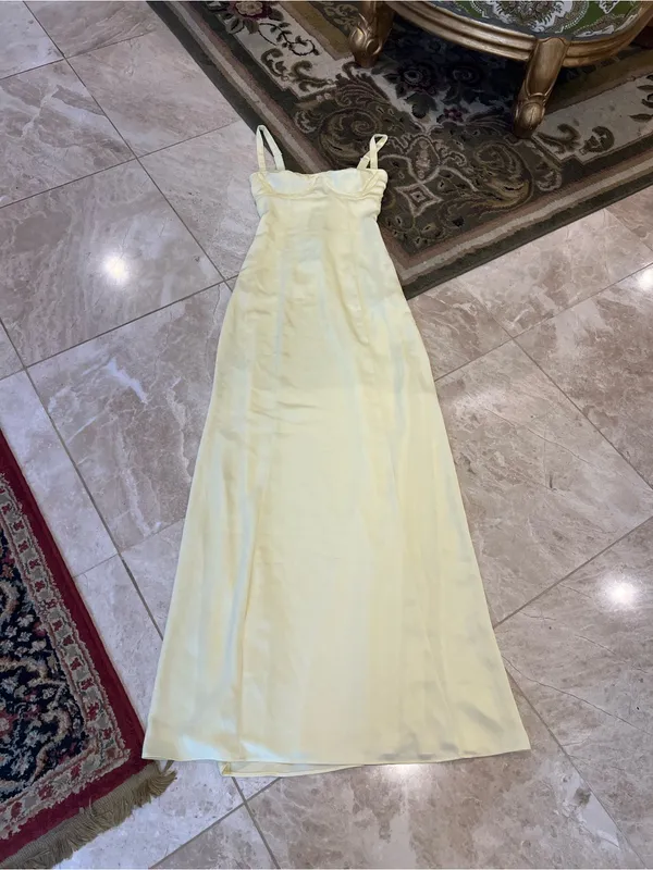 Reformation Britney Satin Yellow Dress Size 2 - Image 2