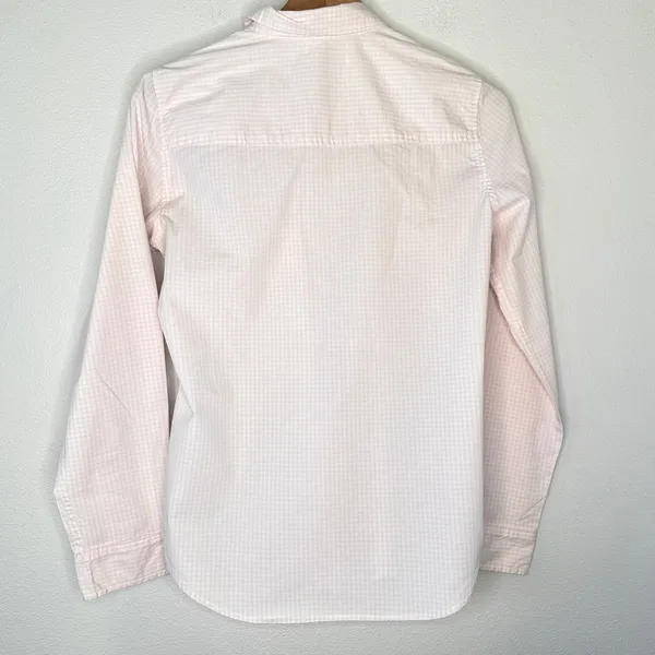 Abercrombie & Fitch Icon Button up Shirt Peach/Pink White Check Sz M Preppy Twee - Image 6
