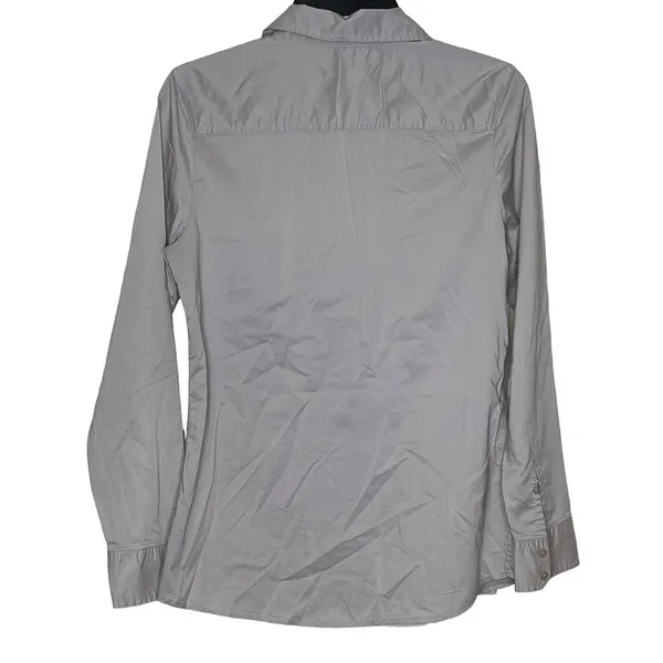 Gap Women's Shirt Button Up Collared Long Sleeve Top‎ Pocket Gray Size Small - Image 7
