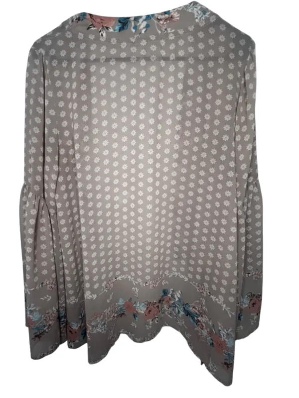 Altar'd State Floral Geometric Bell Sleeve Sheer Open Front Long Sleeve Kimono C - Image 5