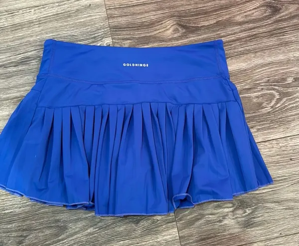 Gold Hinge Pleated Tennis Skirt Blue - Image 2