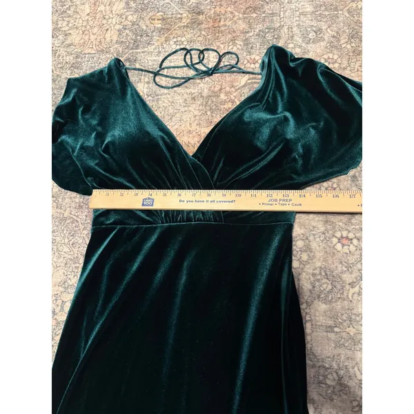 Anthropologie Jenny Yoo Ellis Gown Dark Green Velvet Flutter Sleeve Maxi Dress 4 - Image 9