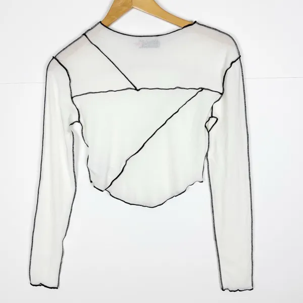 Edikted Top White Long Sleeve Crop Size Small - Image 2