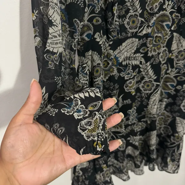 Bailey 44 Viola Floral Ruffle Chiffon Mini Dress Black Multi Size 6 Feminine‎ - Image 11