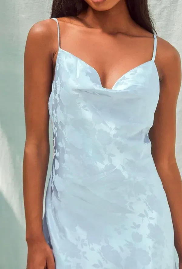 Lulus Blue Satin Slip Dress - Image 3