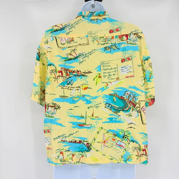 Vtg 90s Weekend Clothes Line Tropical Top Sz L Cabana Italian Summer Postcard - Image 6