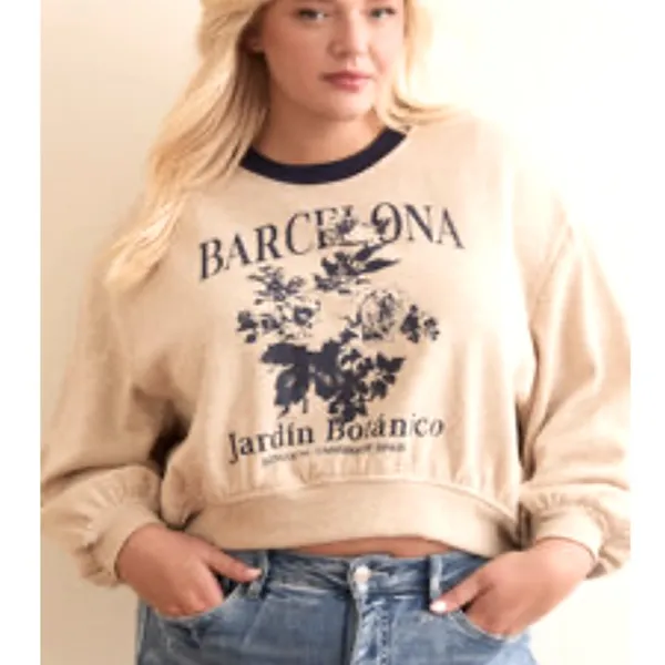 Arula Barcelona Floral Crop Sweatshirt NWT 1X - Image 3