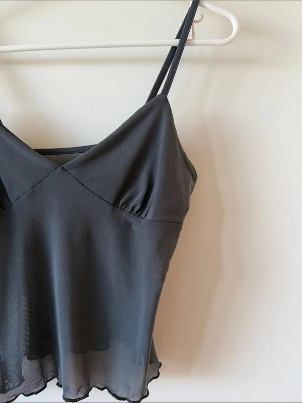 Charcoal grey sheer mesh cami Gray Size XS - Image 2