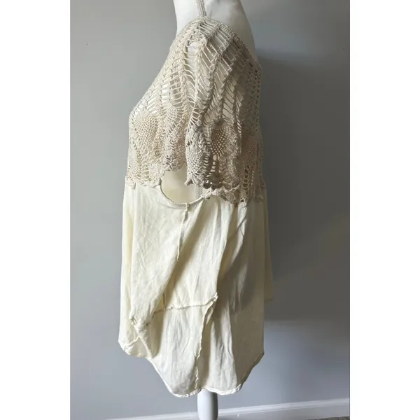 Free People Coastal Knit Cream Oversized Boho Cottagecore Blouse Size XS - Image 5