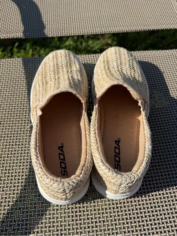 Soda Woven Slip-On Sneakers in Natural Tan - Image 2