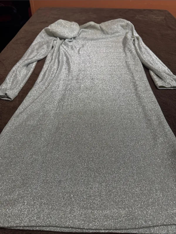 Vintage 80s 90s Alexis Fashions Silver Metallic Lurex Knit Dress Made in USA - Image 12