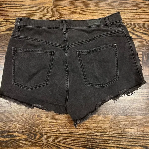 GARAGE Black High Rise Ripped Jean Shorts‎ Size 9 - Image 2