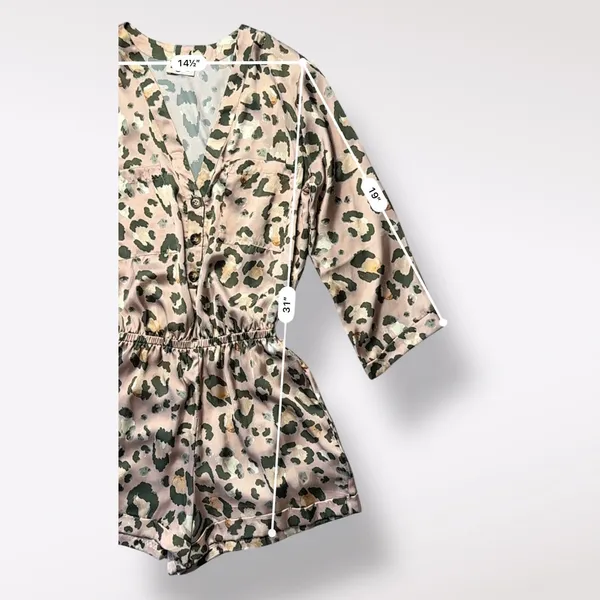 Show Me Your Mumu Blush‎ Pink Cheetah Print Walker Romper Size S Satin Boho NWOT - Image 4