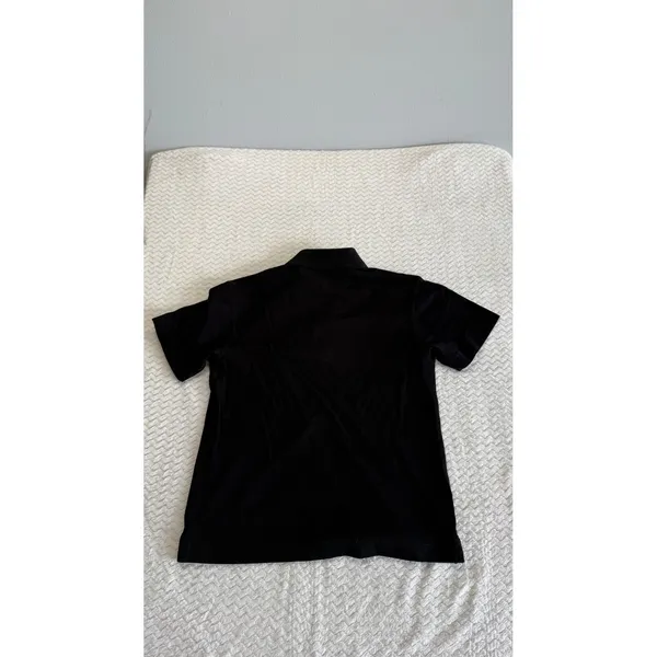 Givenchy Black Pique Quarter Zip Short Sleeve Polo Shirt Women 4689 - Image 2