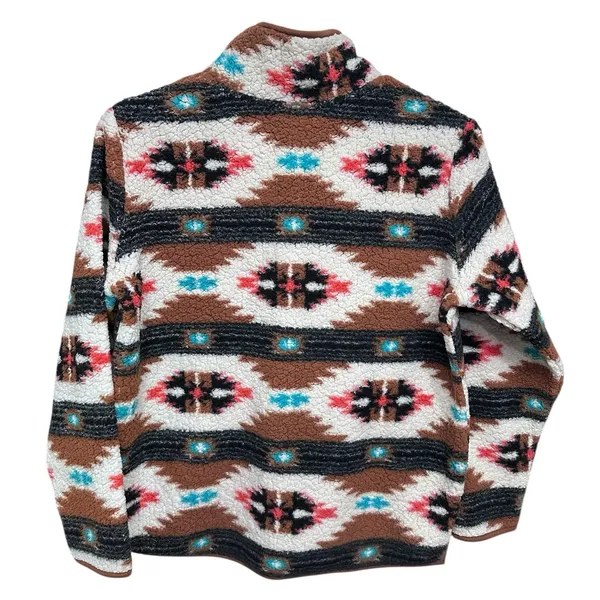 Wrangler Retro 1/4 Zip Aztec Fleece Kangaroo Pocket Women's L Southwestern Rodeo - Image 5