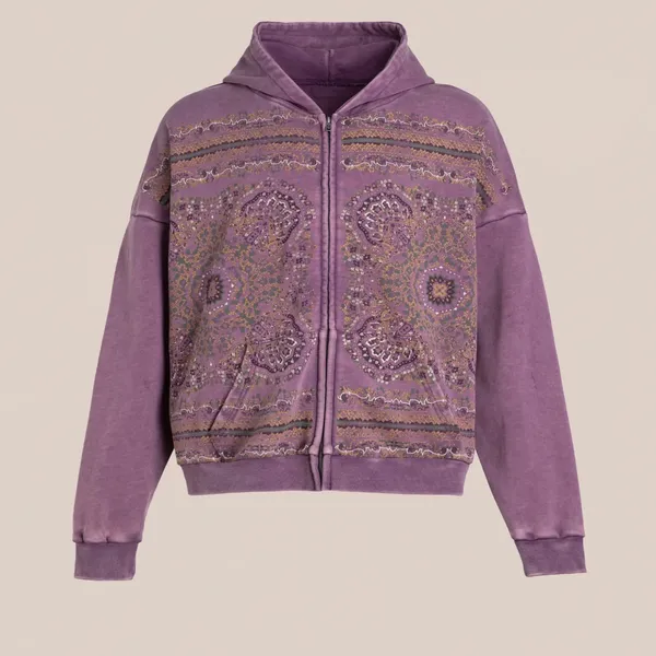 Found for Free People Motif Full Zip Hoodie in Vintage Purple Sz L NWT $220R - Image 6