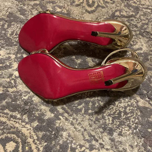 Colour Cherie Gold And Clear Women's Stiletto Heeled Sandals Size 37 - Image 5