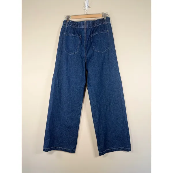 Petal + Pup Womens Dark Wash Wide Leg Drawstring Denim‎ Jeans Blue Size Medium - Image 6