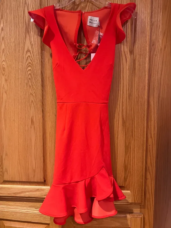 Hello Molly Take the Reigns V-Neck Lace-Up Back Ruffle Mini Dress Size XS 2 - Image 10