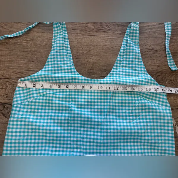 Amanda Uprichard‎ teal gingham sleeveless dress size large - Image 6