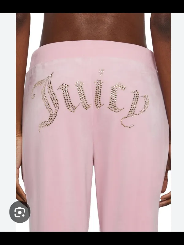 Juicy Couture Pink Velvet Logo-Studded Track Pants And Top Large - Image 2