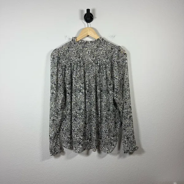 Free People Women’s Lela Floral Ruffle Sheer Blouse Ivory Combo Size S - Image 10
