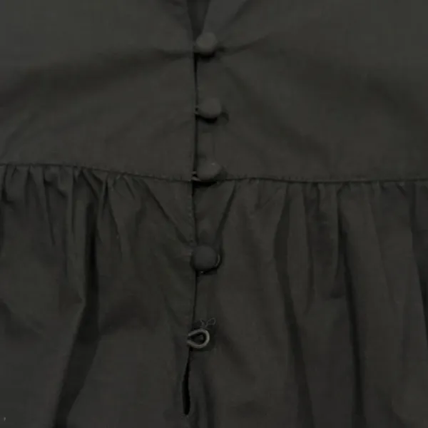 French Connection Poplin Mini Dress Puff Sleeve Black Small Preppy Coastal Chic - Image 13